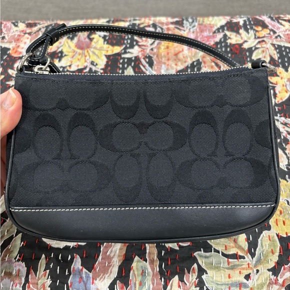 Vintage Coach Y2k Black Signature Demi Mini Bag Leather Jacquard BOX 90’s 00’s - Picture 8 of 9